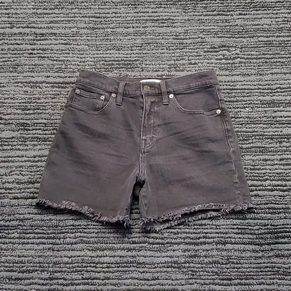 Madewell Size 25 Black Vintage Wash High Rise Frayed Denim Shorts